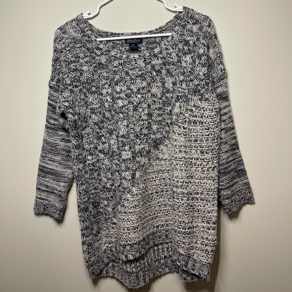 Lucky Brand Mixed Knit Navy and White Sweater - Medium